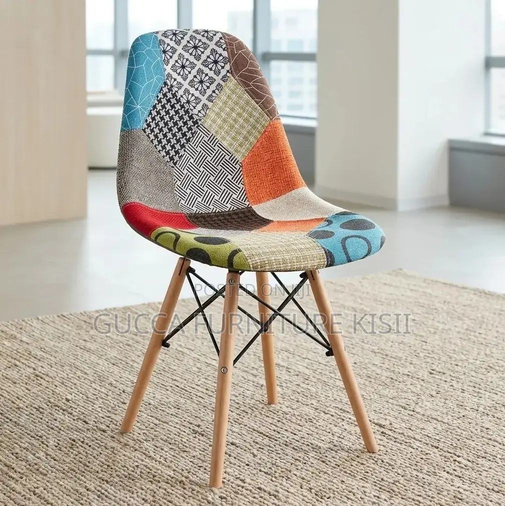 Home Chair; Armless Fabric Patch Dining Chair