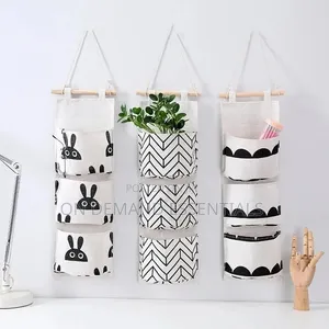 *3 Pocket Wall Hanging Storage Bag Over the Door Room Linen Organizer
