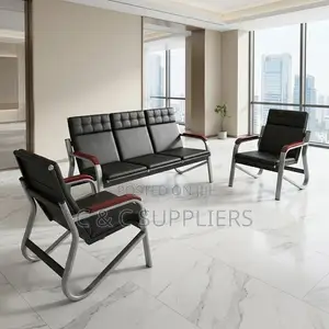 5-Seater Leather Black Sofa Set.