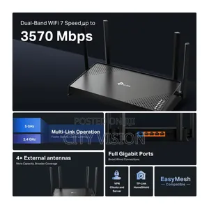 TP-Link BE3600 Wireless Dualband Gigabit WiFi 7 Router TL-ARCHER BE220