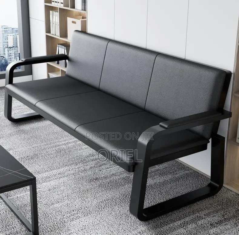 Office Sofa : 5-Seater Leather Office Guest Waiting Sofa