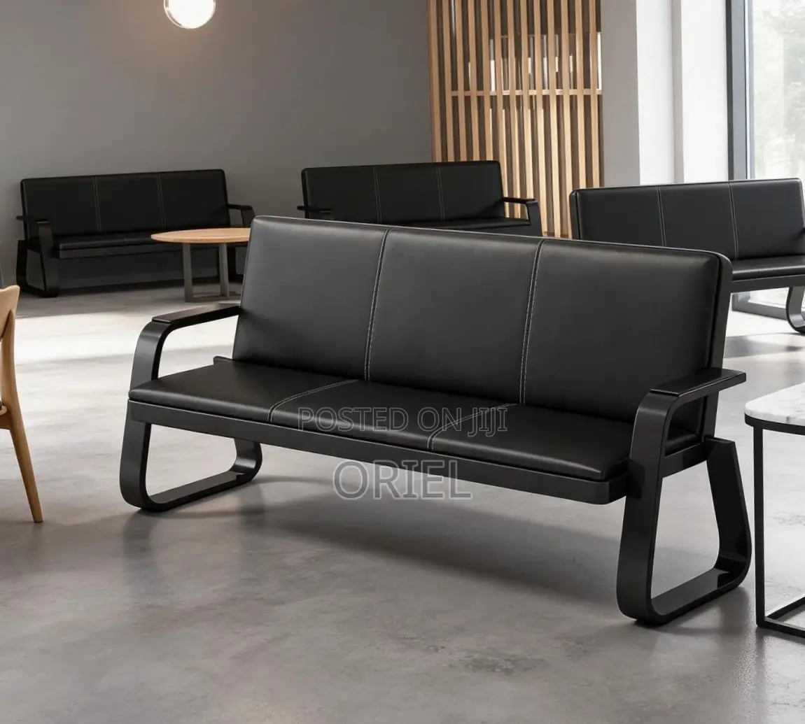 Office Sofa : 5-Seater Leather Office Guest Waiting Sofa
