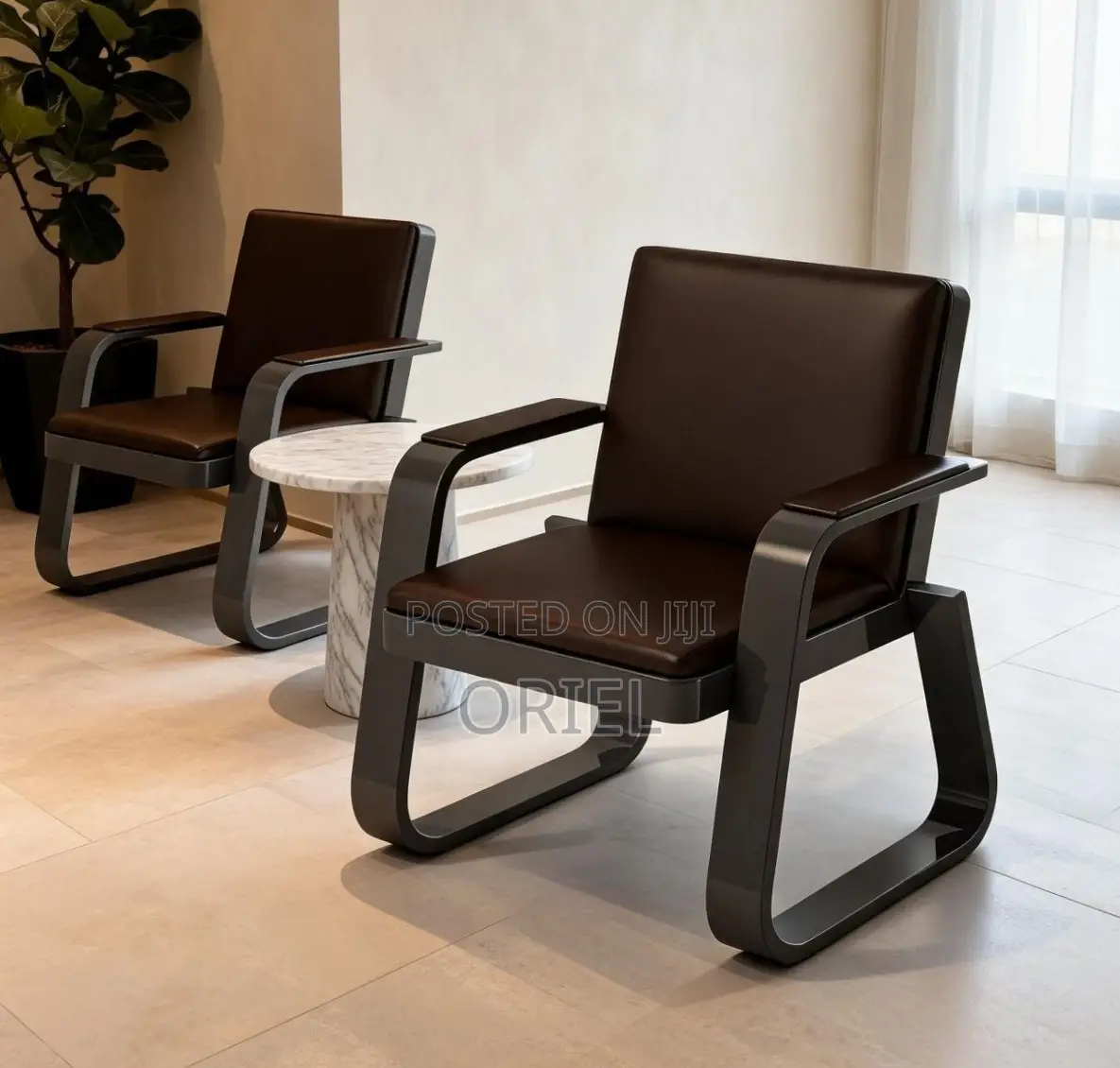 Office Sofa : 5-Seater Leather Office Guest Waiting Sofa