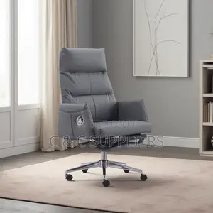 Gray Leather Executive Boss Chair.