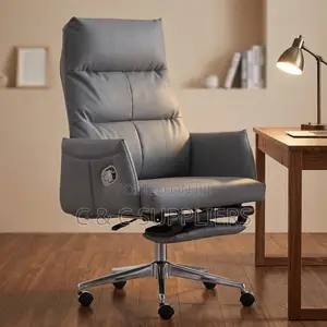 Gray Leather Executive Boss Chair.