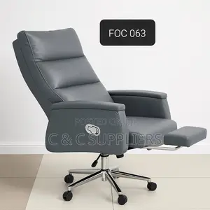 Gray Leather Executive Boss Chair.
