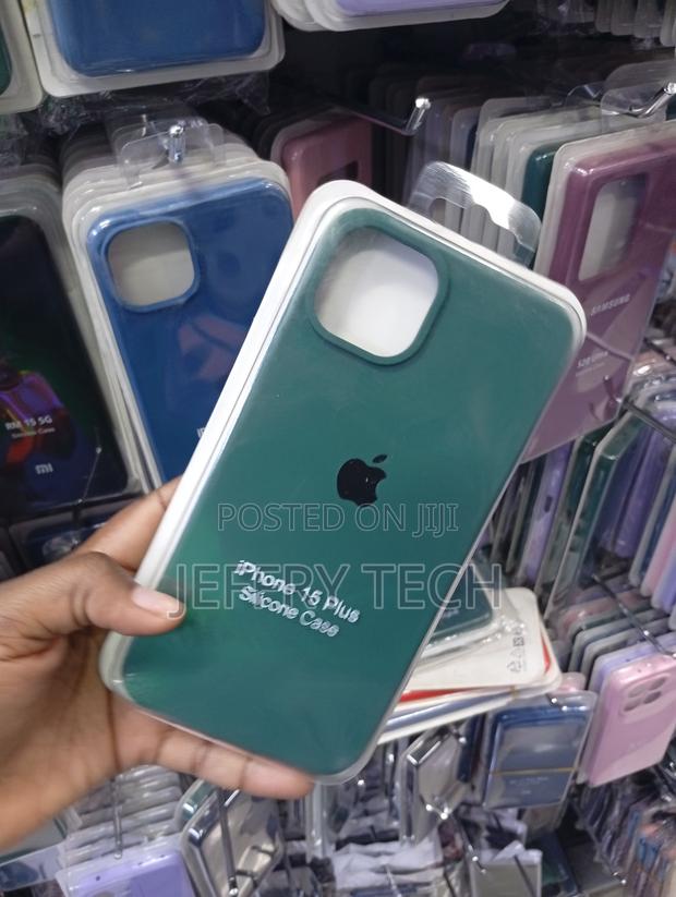 Dark Green Silicone Protective Case Designed for the iPhone 15 Plus. - thumbnail 2