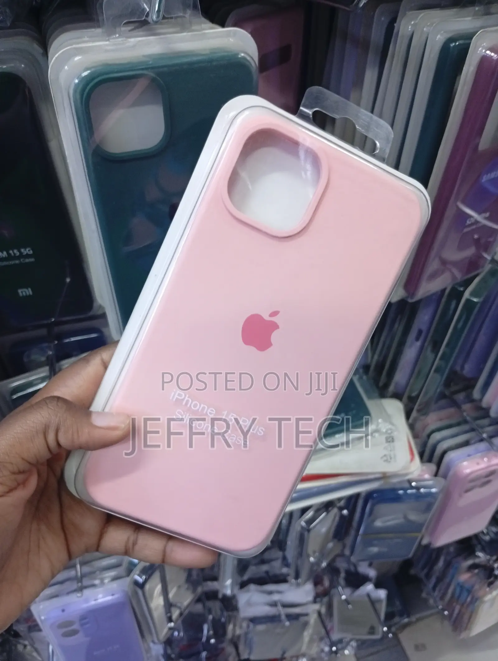 Pink Silicone Protective Case Designed for the Apple iPhone 15 Plus