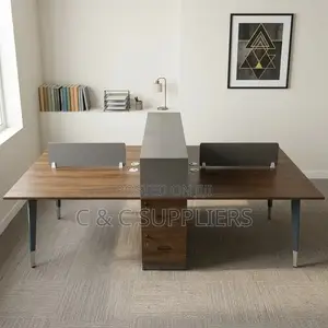 4-Seater Wooden Workstation Desk.