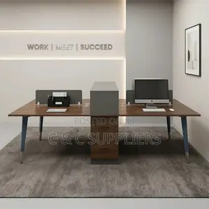 4-Seater Wooden Workstation Desk.