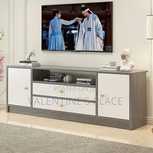 Spacious Modern 5ft TV Stand Featuring a Sleek Gray Wood-Grain