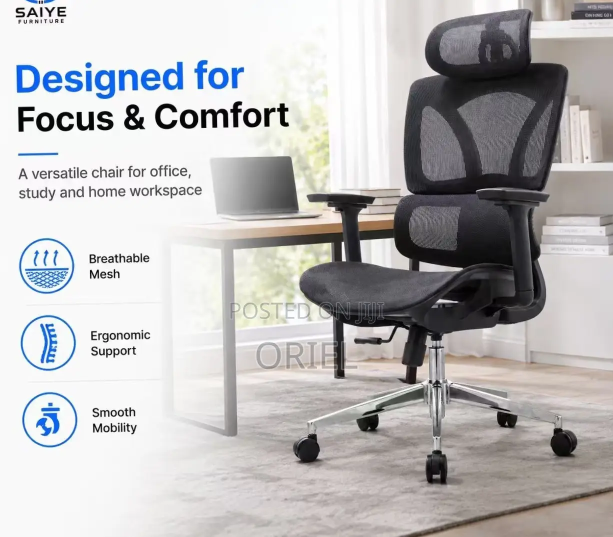 Office Chair : Ergonomic Executive Mesh Office Swivel Chair