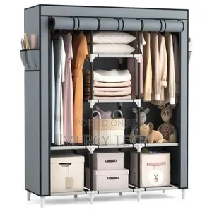 3-Column Portable Wooden Wardrobe