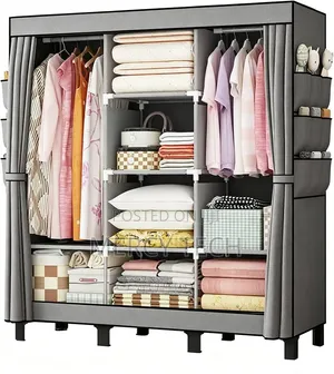 3-Column Portable Wooden Wardrobe