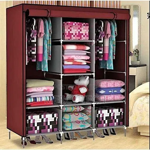 3-Column Portable Metallic Wardrobe