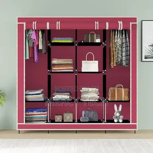 3-Column Portable Metallic Wardrobe