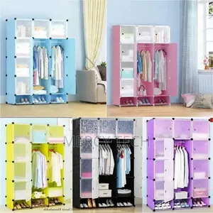 Portable 3-Column Plastic Wardrobe (Multiple Colours)
