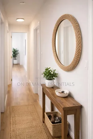 Modern Oval Rattan Bamboo Decorative Mirror