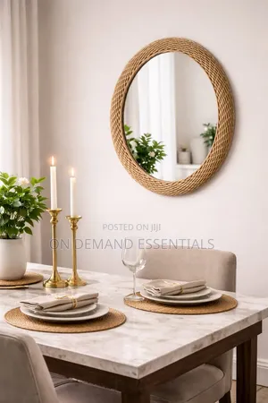 Modern Oval Rattan Bamboo Decorative Mirror