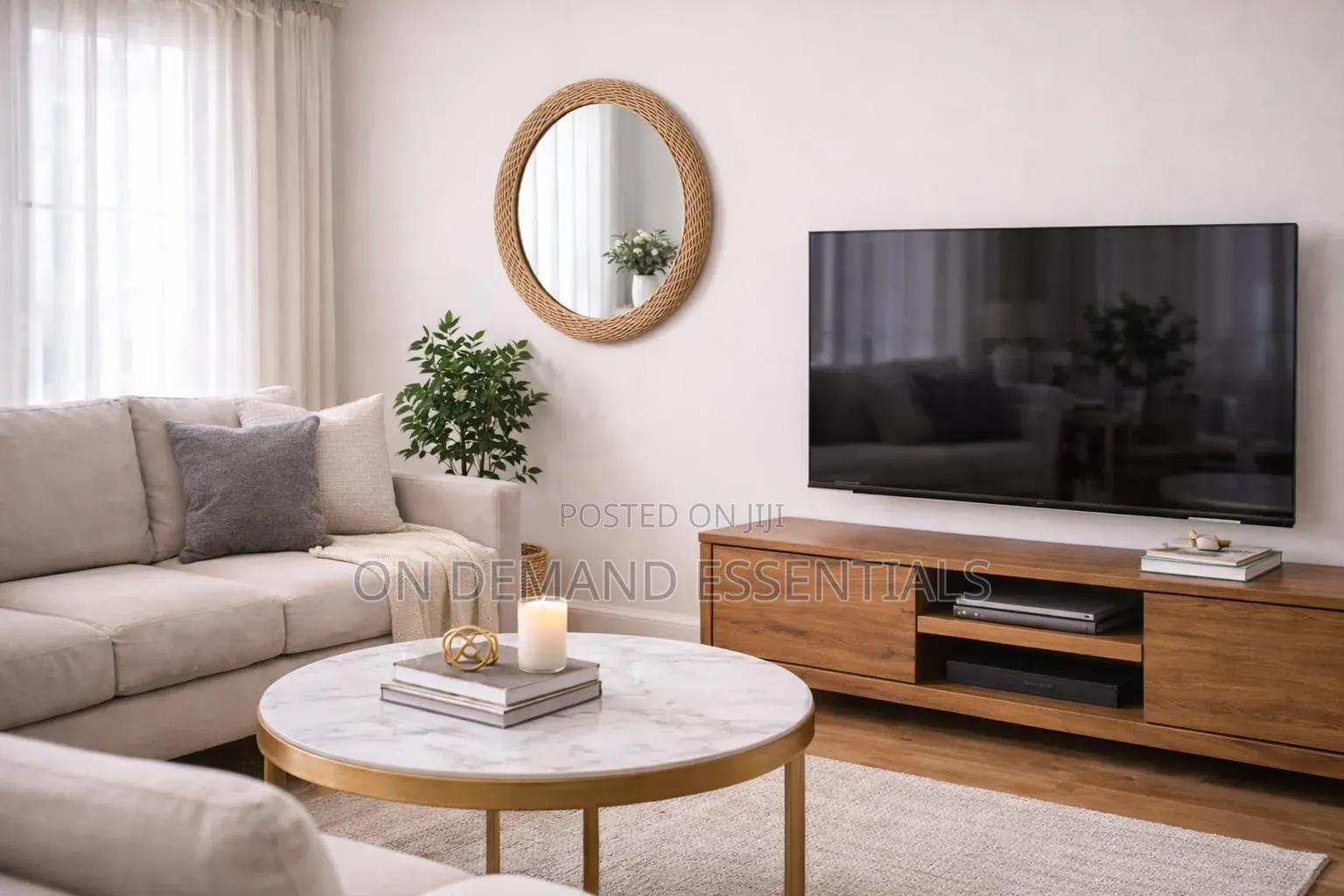 Modern Oval Rattan Bamboo Decorative Mirror