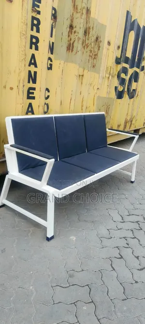 Modern 3-Seater Waiting Chair – Black White Reception Bench Kenya
