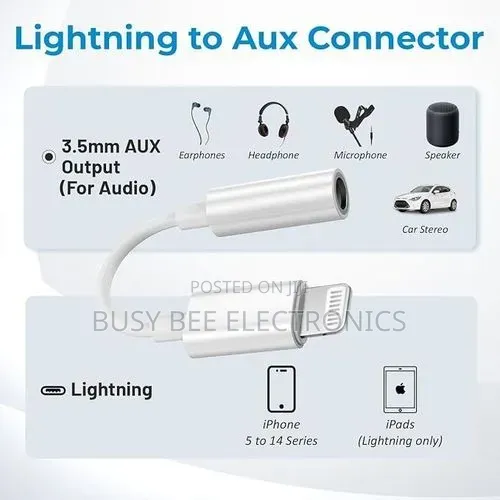 Lightning to 3.5mm Audio Earphones Jack Adapter