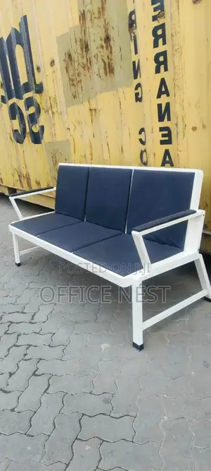 Modern 3-Seater Waiting Chair – Black White Reception Bench Kenya