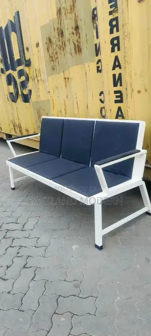 Modern 3-Seater Waiting Chair – Black White Reception Bench Kenya