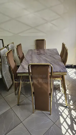 Brown Marble Top Dining Set