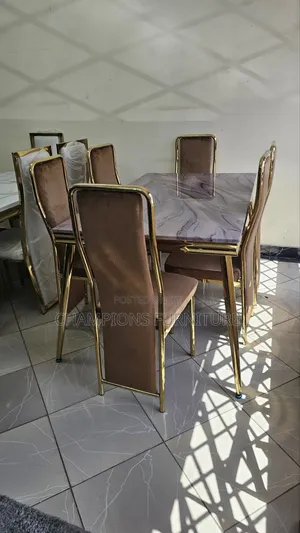 Brown Marble Top Dining Set