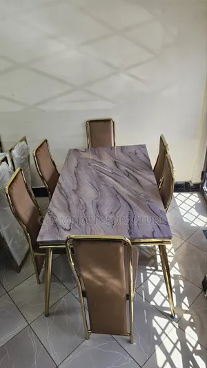 Brown Marble Top Dining Set