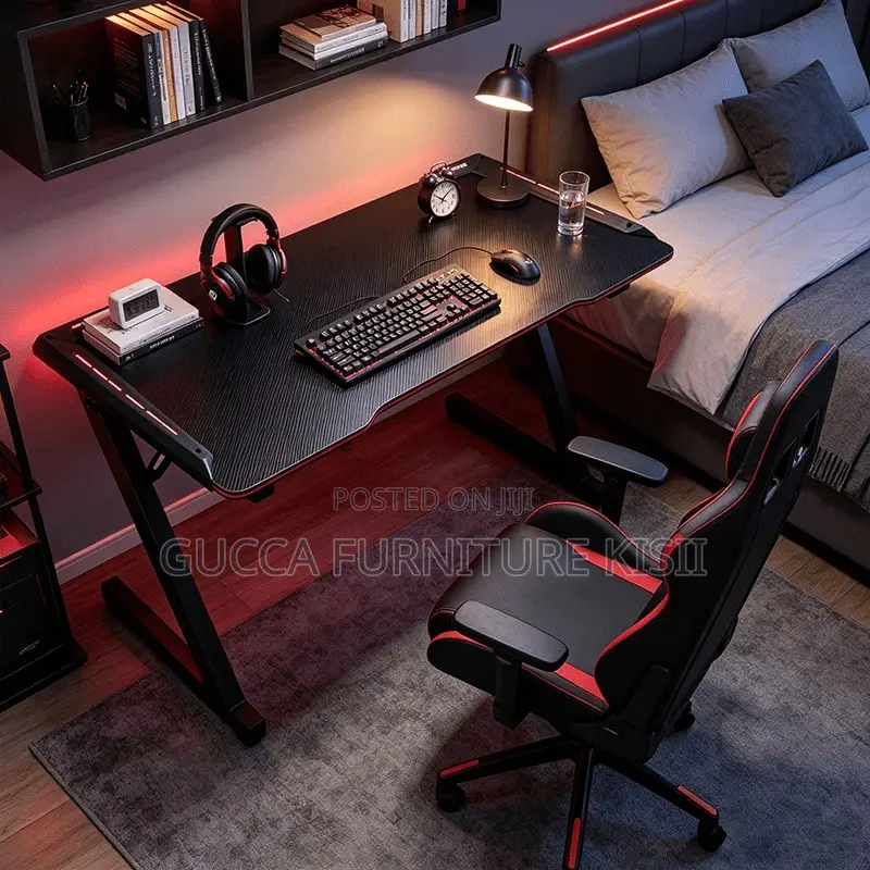 Office Desk; 140CM LED Light Computer Desk