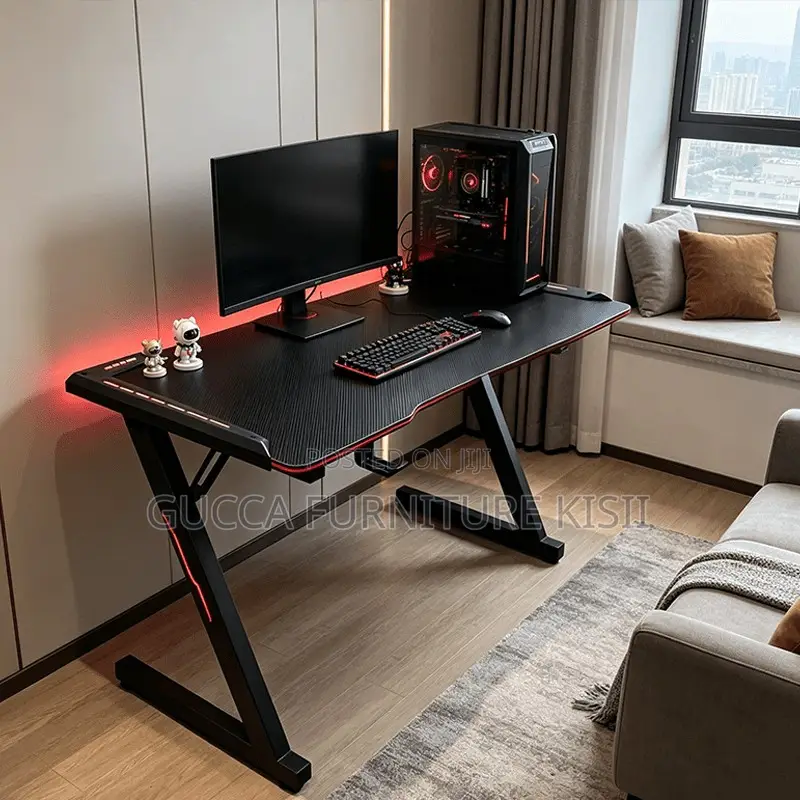 Office Desk; 140CM LED Light Computer Desk