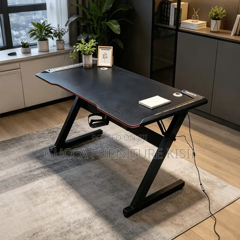 Office Desk; 140CM LED Light Computer Desk