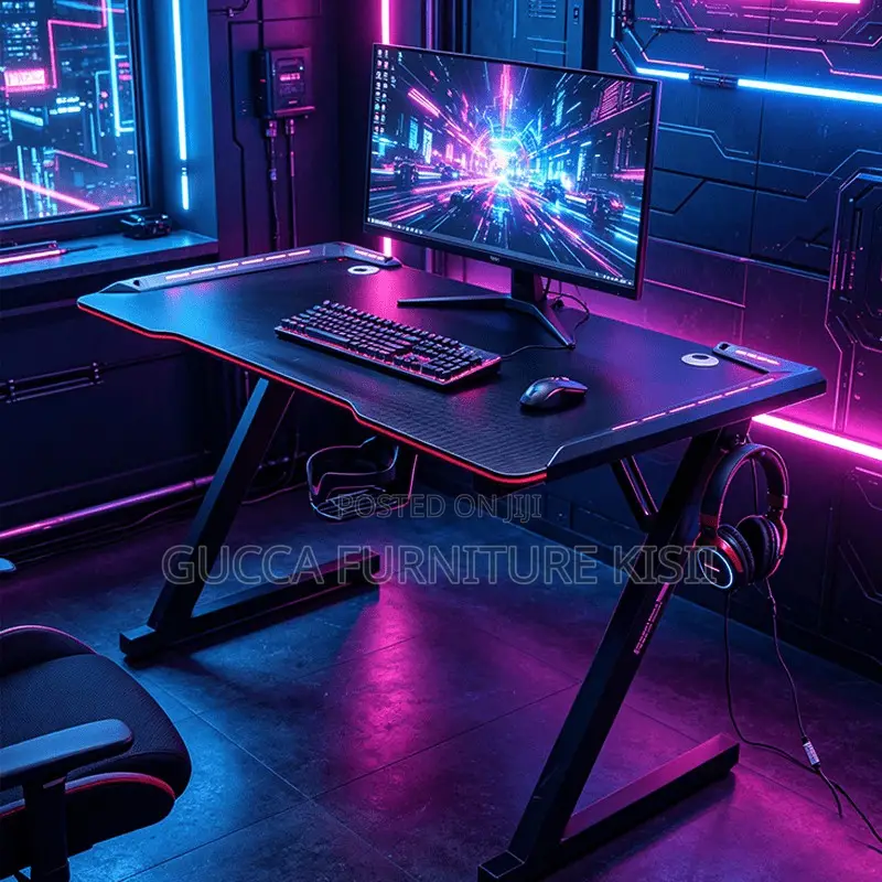 Office Desk; 140CM LED Light Computer Desk