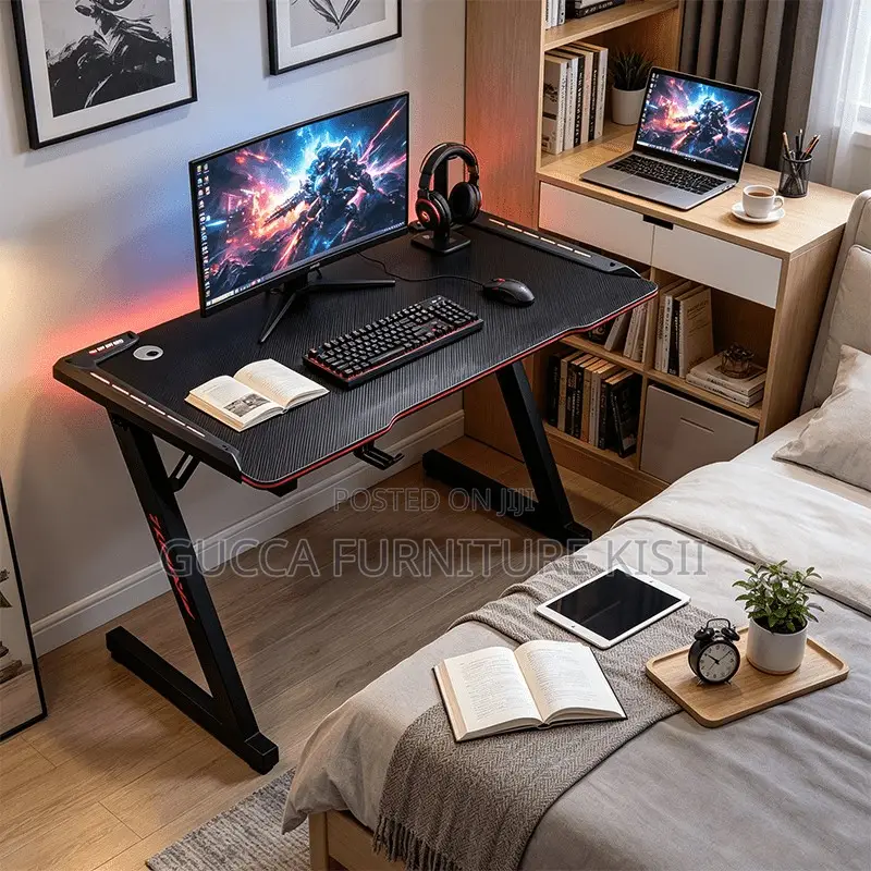 Office Desk; 140CM LED Light Computer Desk