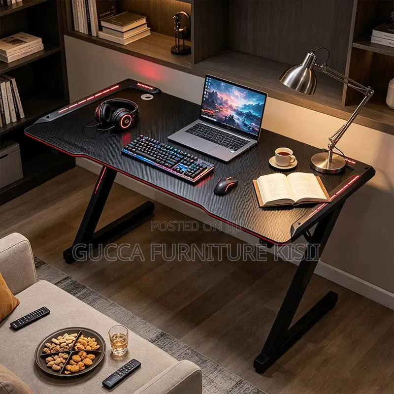 Office Desk; 140CM LED Light Computer Desk