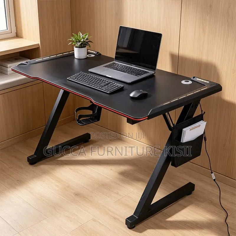 Office Desk; 140CM LED Light Computer Desk