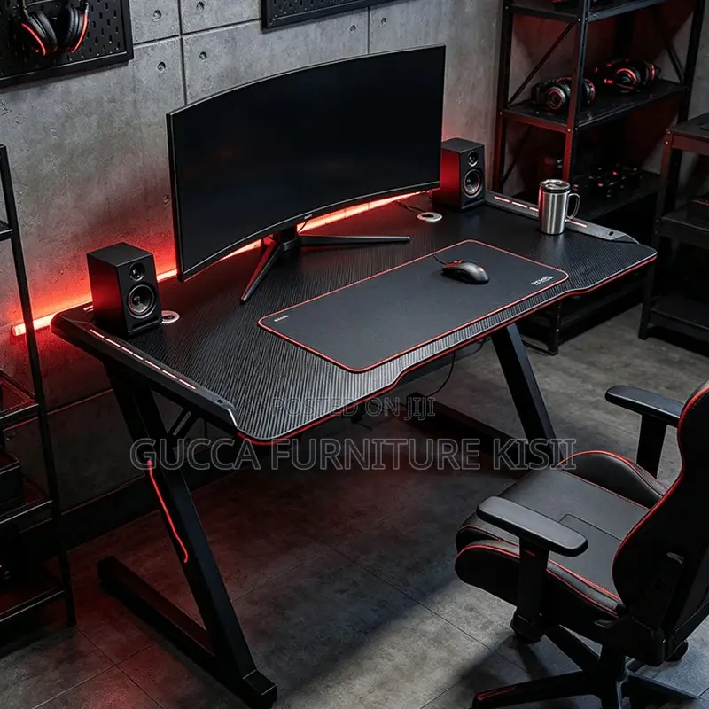Office Desk; 140CM LED Light Computer Desk