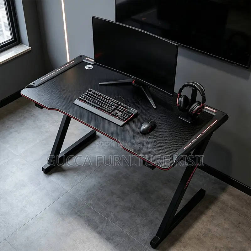 Office Desk; 140CM LED Light Computer Desk