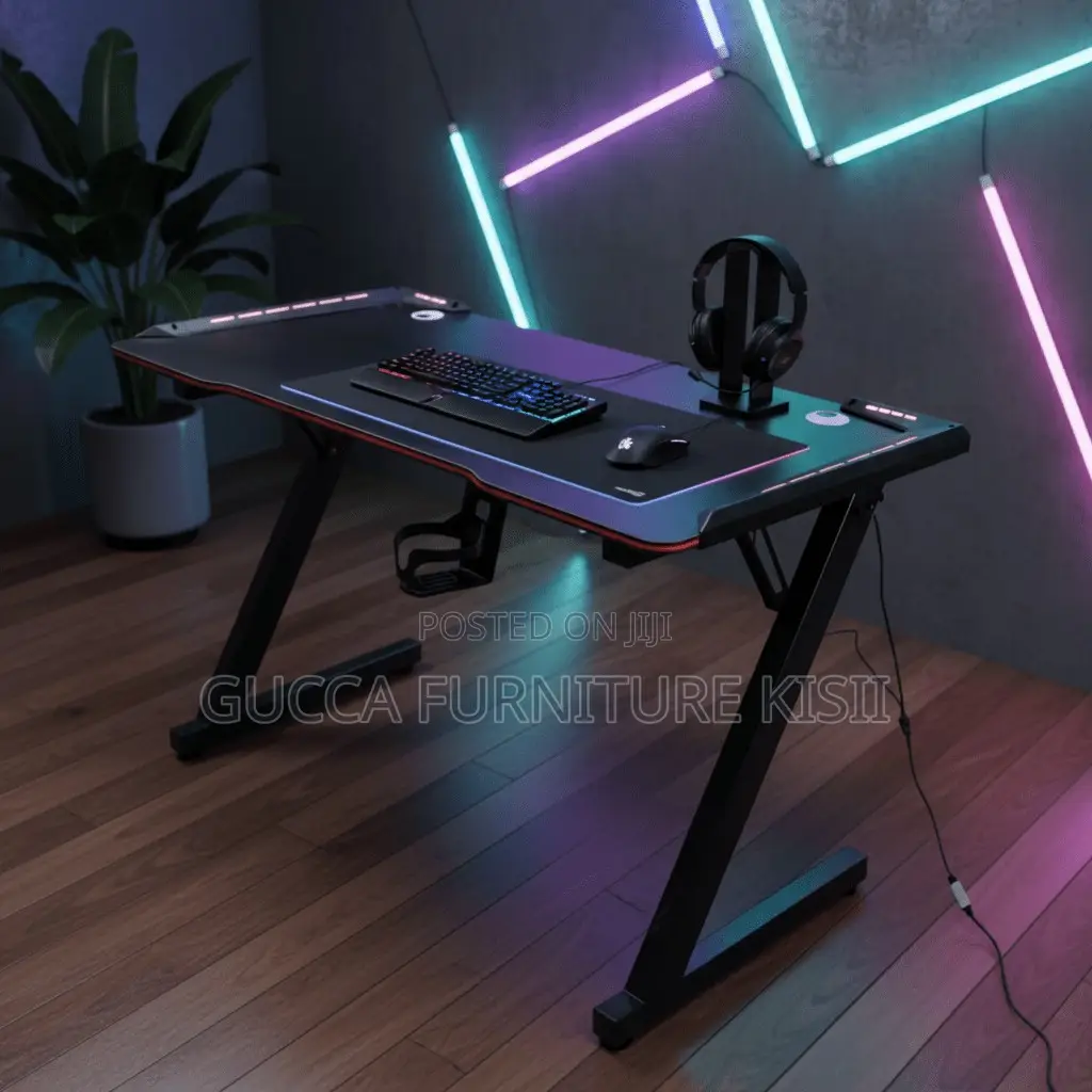 Office Desk; 140CM LED Light Computer Desk