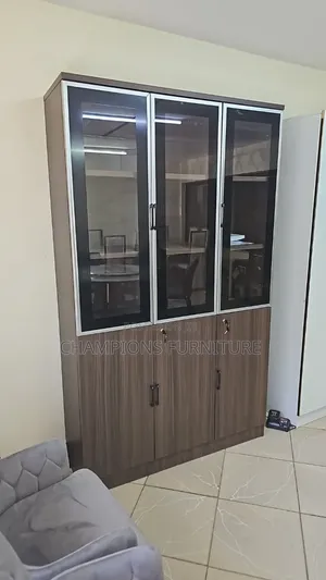 Modern Wooden Display Cabinet With Glass Doors