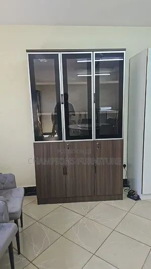 Modern Wooden Display Cabinet With Glass Doors