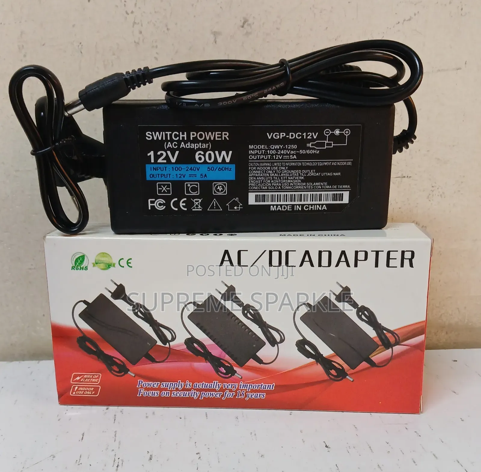 12V 5A 60W Power Supply AC DC Adapter Switch Power QWY-1250 Charger