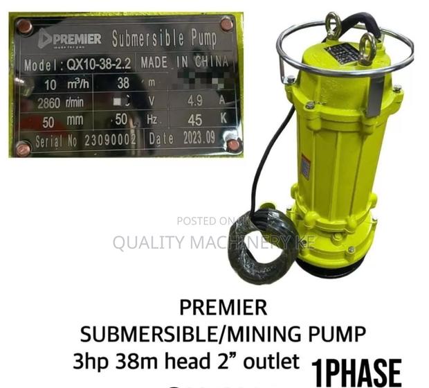 Original Premier Submersible/ Mining Pump 3hp 38m Head 2” Outlet - main view