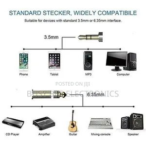 3meters 6.35mm to 3.5mm Male Jack Mono to Mono Audio Instrument