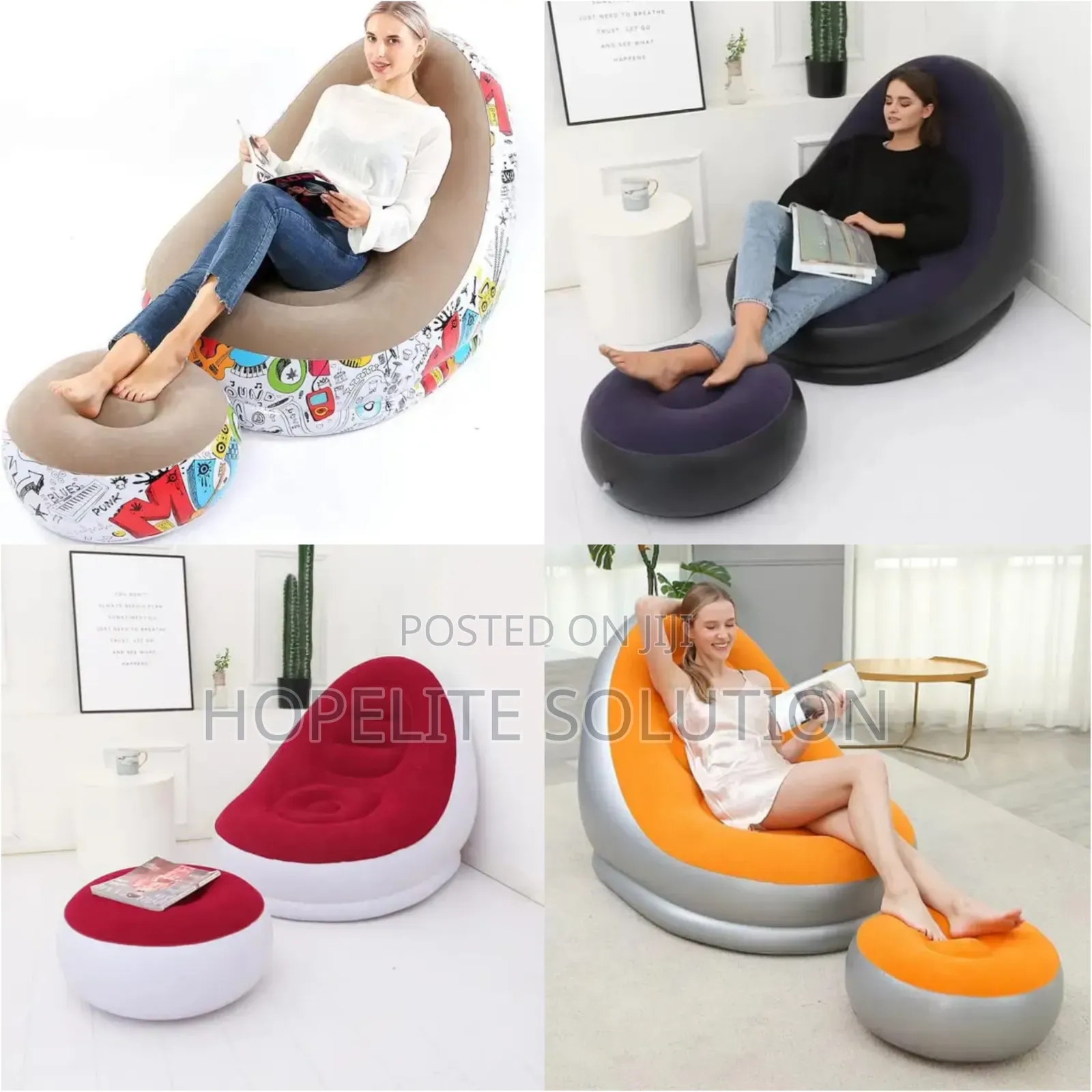 Inflatable Lazy Sofa With Footrest.