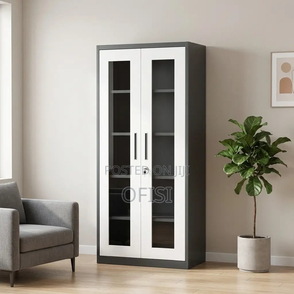 2-Door Full Glass Office Storage Cabinet