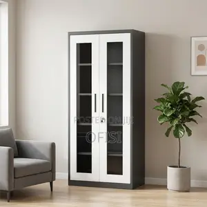 2-Door Full Glass Office Storage Cabinet