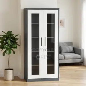 2-Door Full Glass Office Storage Cabinet